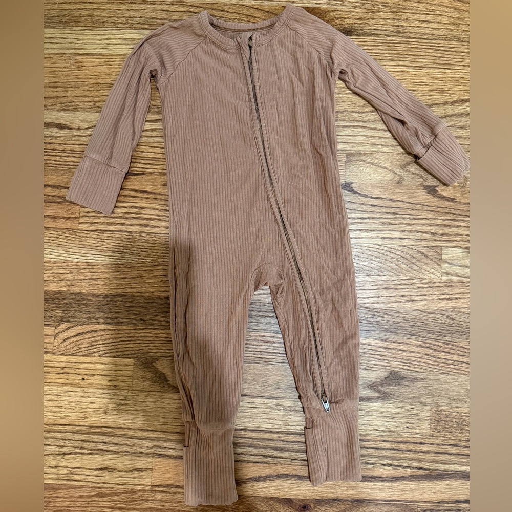 Little Sleepies Caramel Ribbed Solid 3-6 month zippy